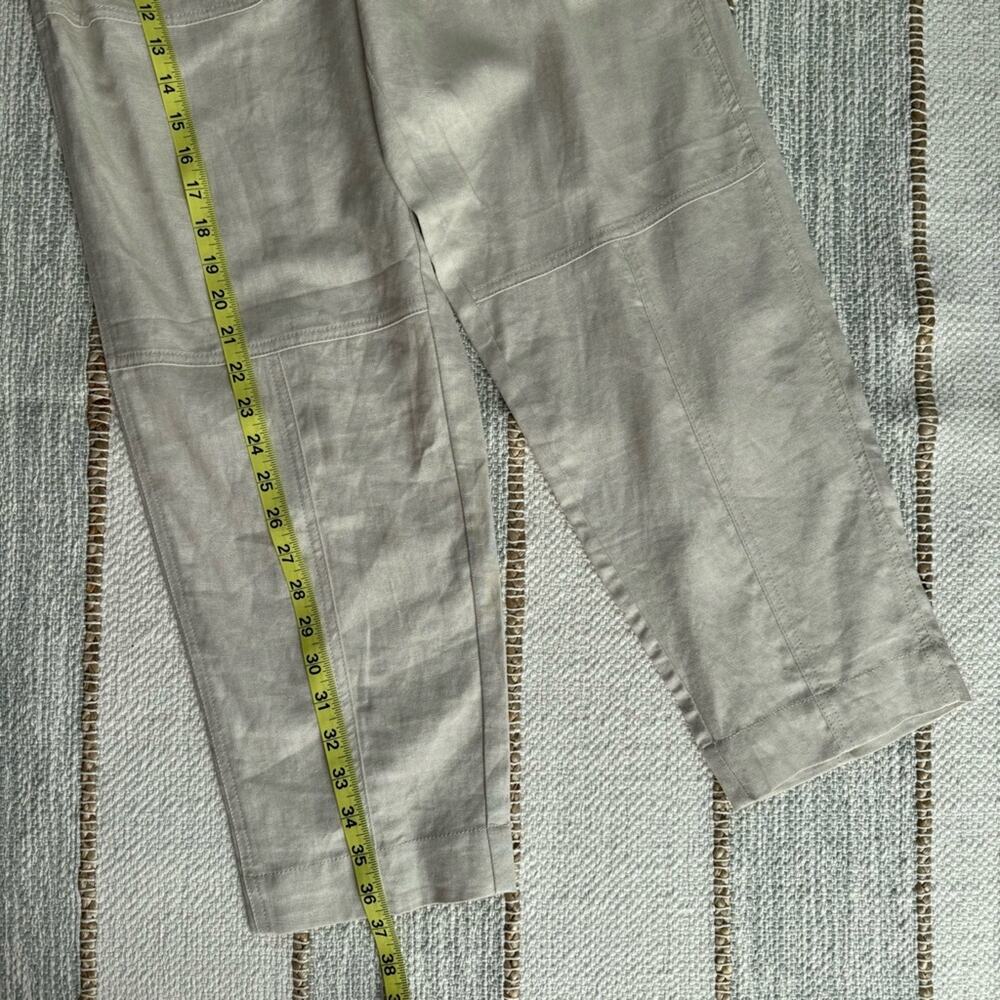 Zara Beige Oatmeal Linen Blend Tapered Leg High Rise Pants 25” Women’s Medium - Picture 5 of 12